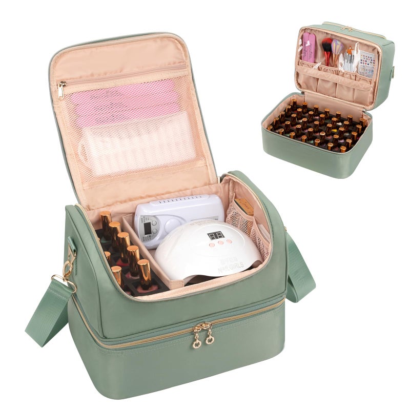 CUBETASTIC Nail Polish Organizer Case  Nail Supplies Storage Box Holds 45 Bottles Nail Polish & Nail Lamp  Travel Nail Tech Carrying Case  Nail Kit Bag For Nail Stuff & Manicure Tools - Image 1